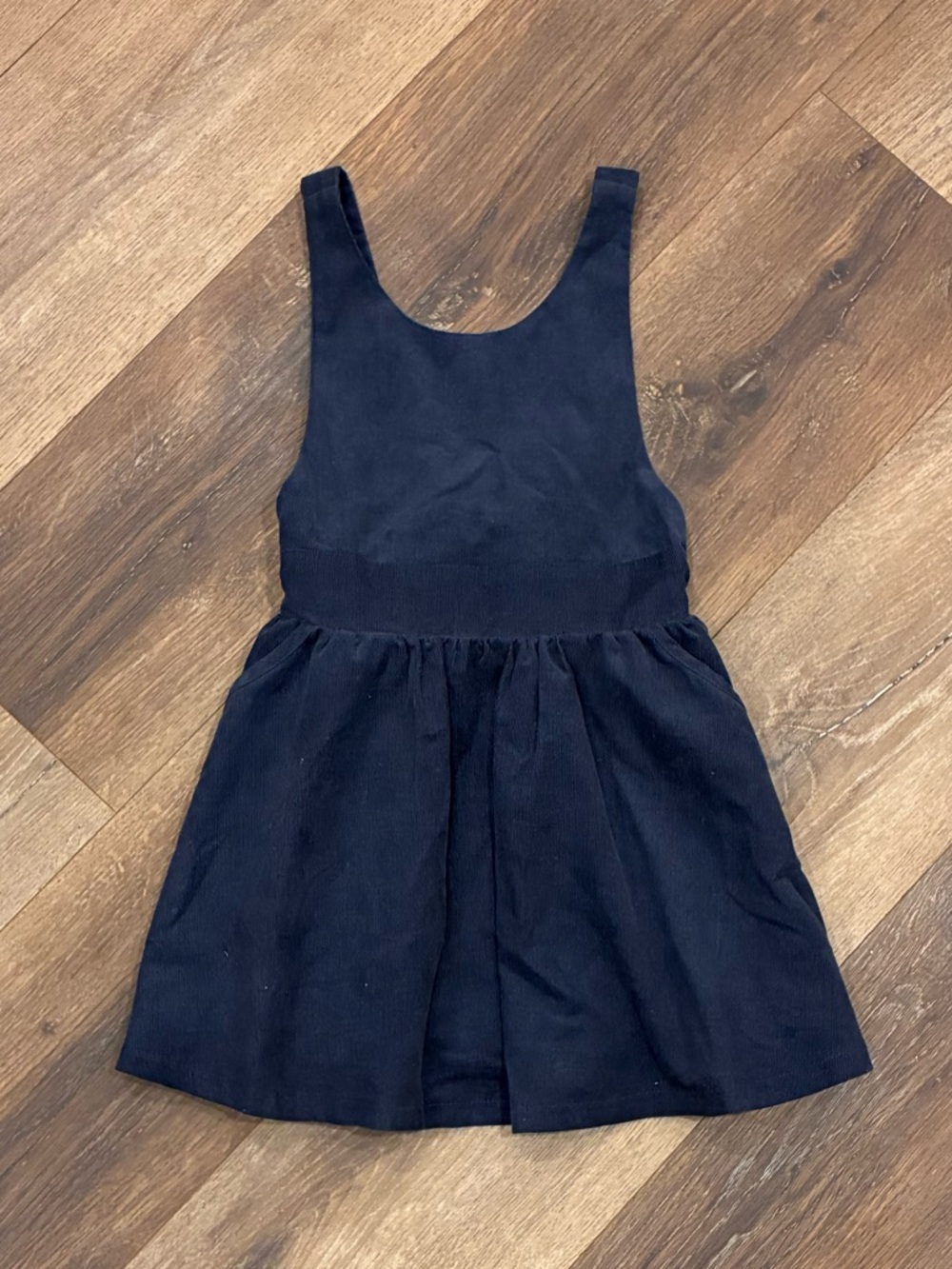 Mabel + Honey Blue Corduroy Jumper Dress Bow Navy Fall Winter Outfit 4T